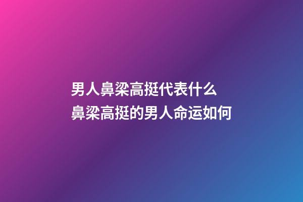 男人鼻梁高挺代表什么 鼻梁高挺的男人命运如何